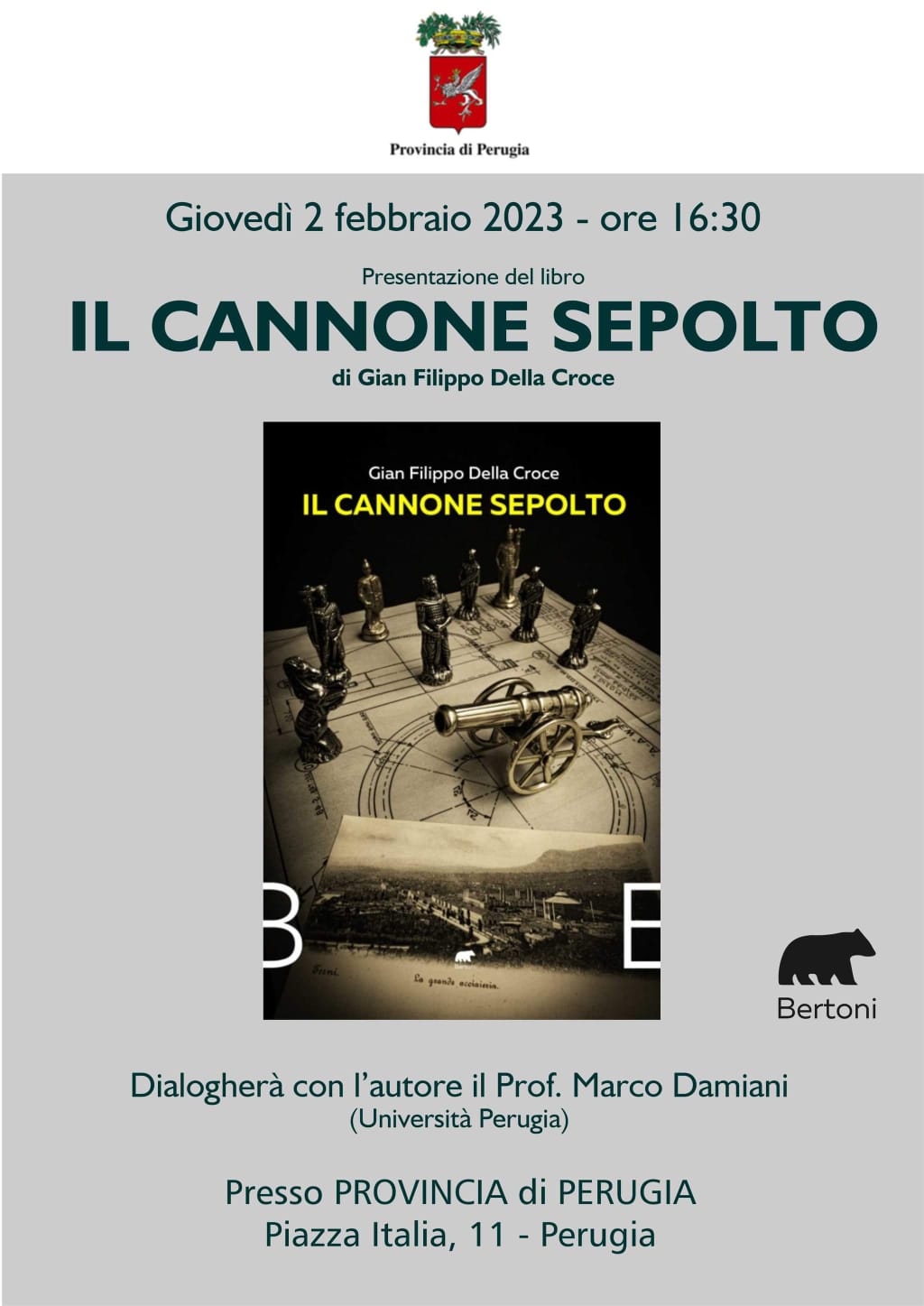 Cultura – Il romanzo “Il cannone sepolto” di Gian Filippo Della Croce verrà presentato  giovedì 2 febbraio