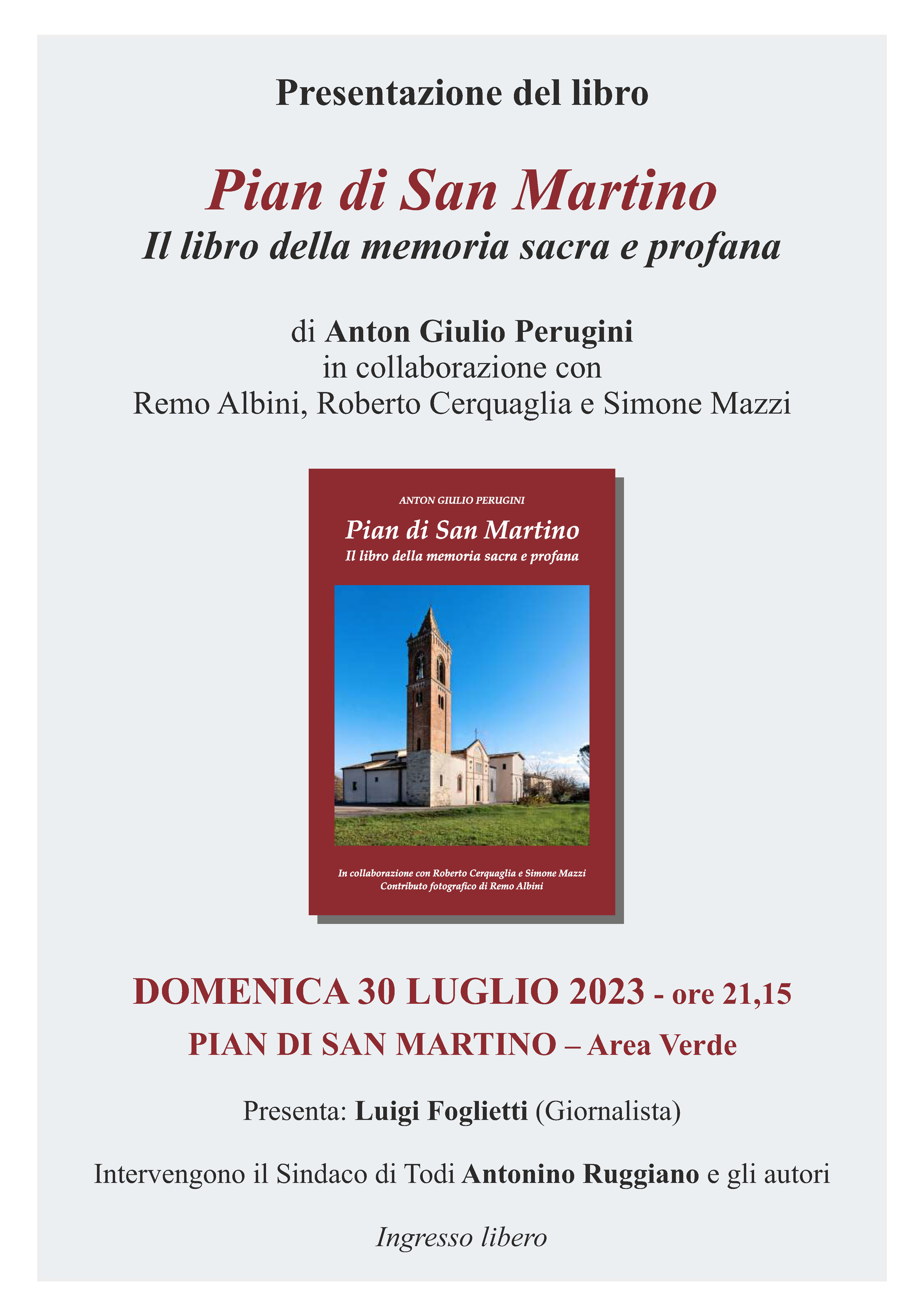 Cultura – Todi, “Pian di San Martino - Il libro della memoria sacra e profana”