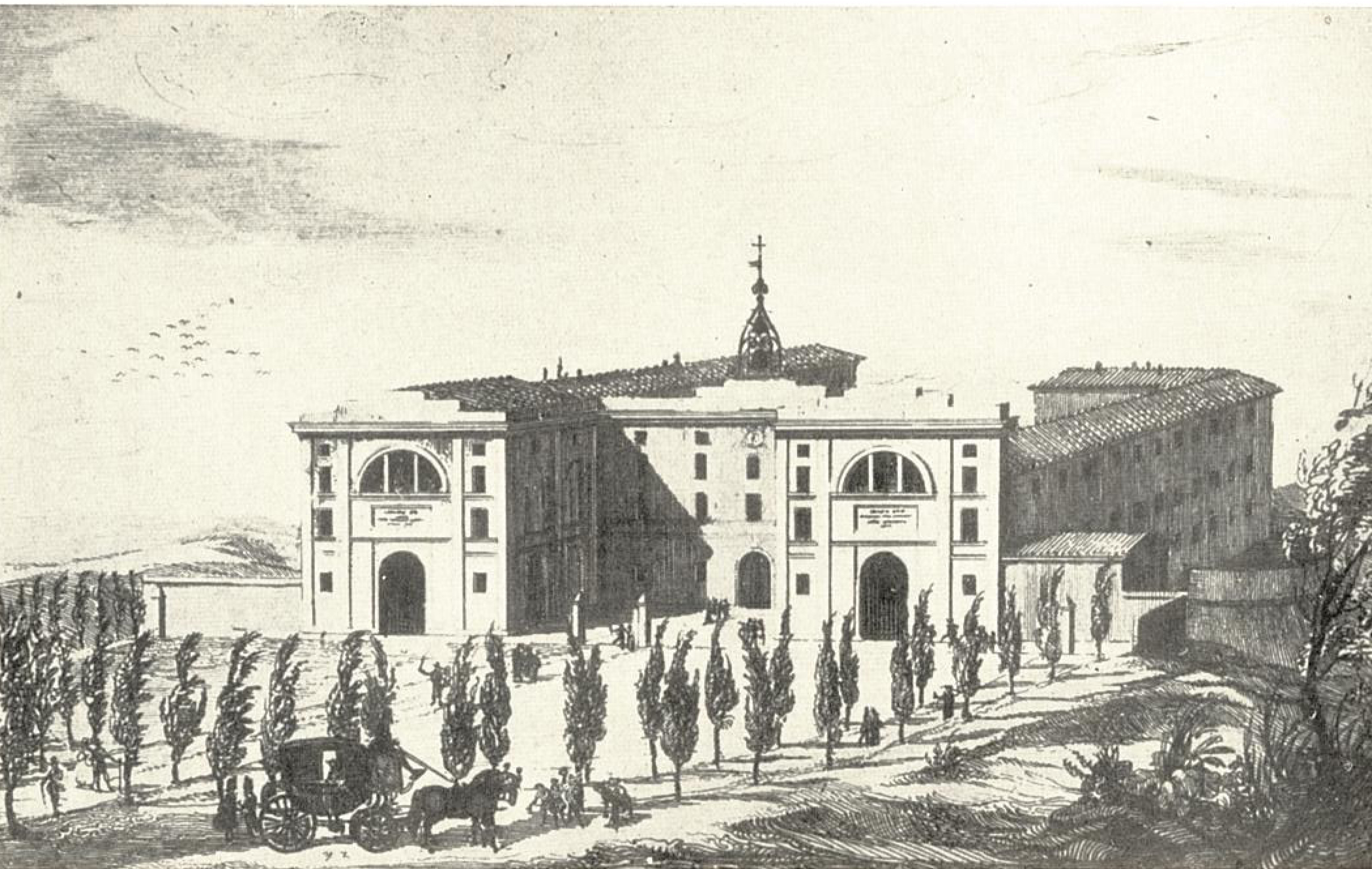 Il Manicomio di Perugia all'epoca della sua fondazione. (Da una stampa allegata alla relazione Cellini)