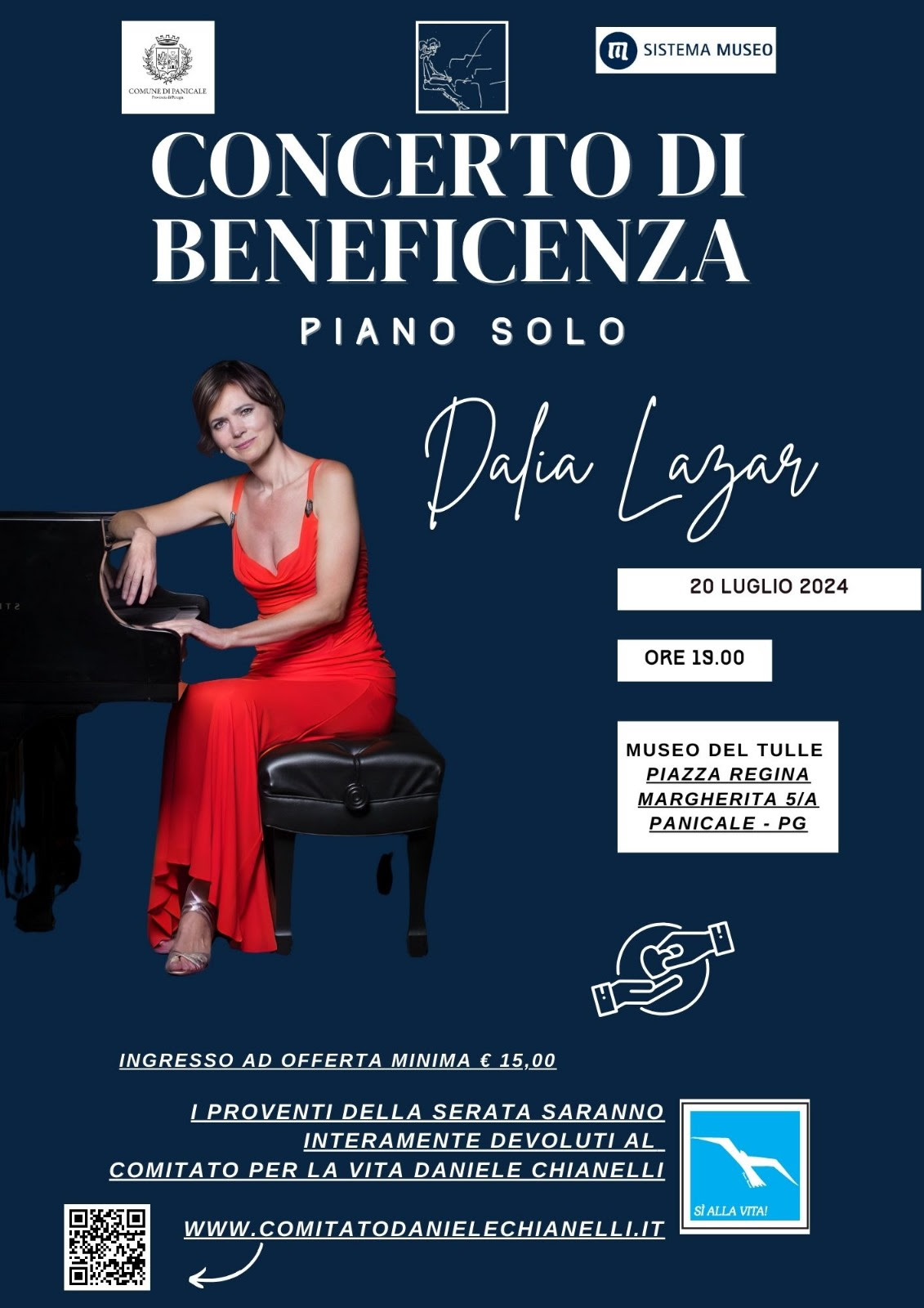 A Panicale Dalia Lazar di nuovo al pianoforte per il Comitato per la vita Daniele Chianelli
