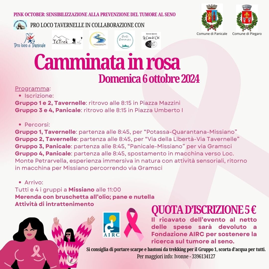 “Camminata in Rosa” a Panicale per sostenere la ricerca sul cancro al seno 