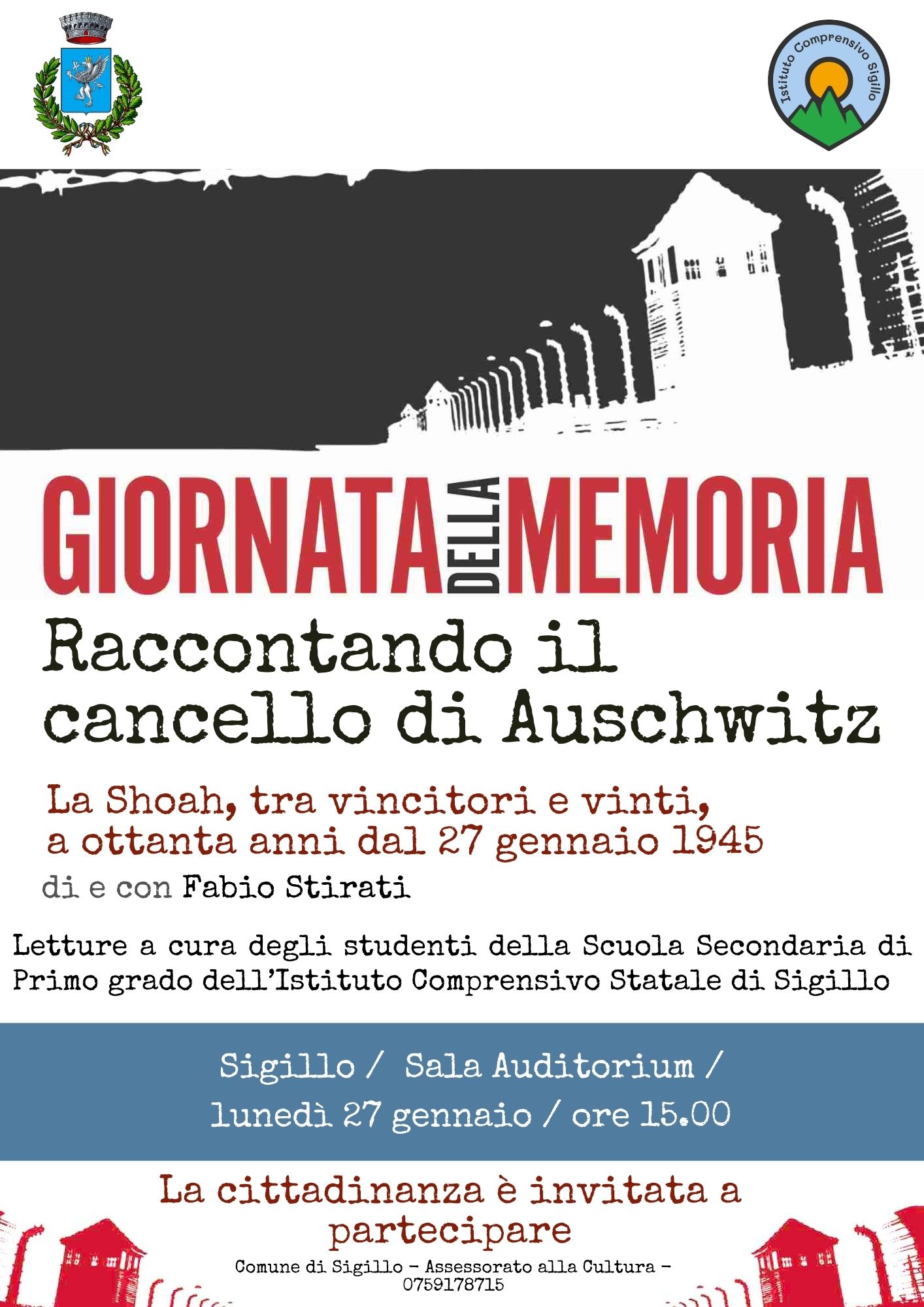 Sigillo - Giornata della Memoria, l’iniziativa del Comune a 80 anni dalla liberazione del campo di Auschwitz