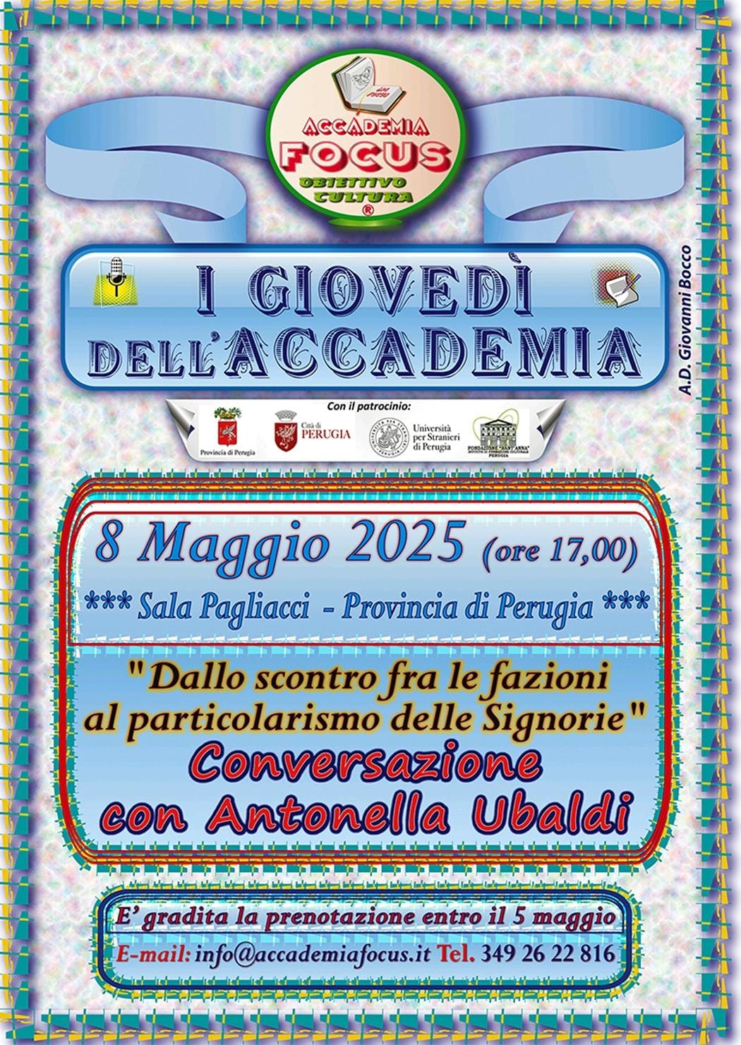 Eventi culturali – Nuovo appuntamento in Provincia con “I giovedì dell’Accademia Focus” 