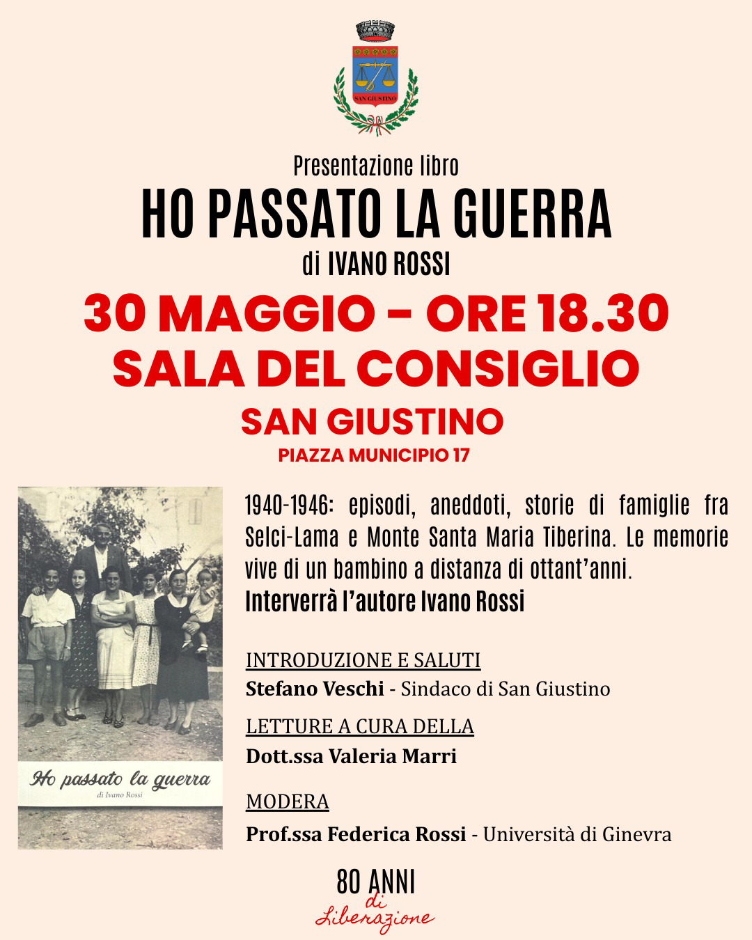 A San Giustino la presentazione del libro “Ho passato la guerra”