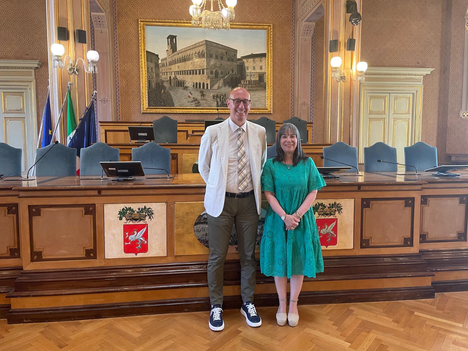 Il presidente Presciutti con l'ambasciatrice