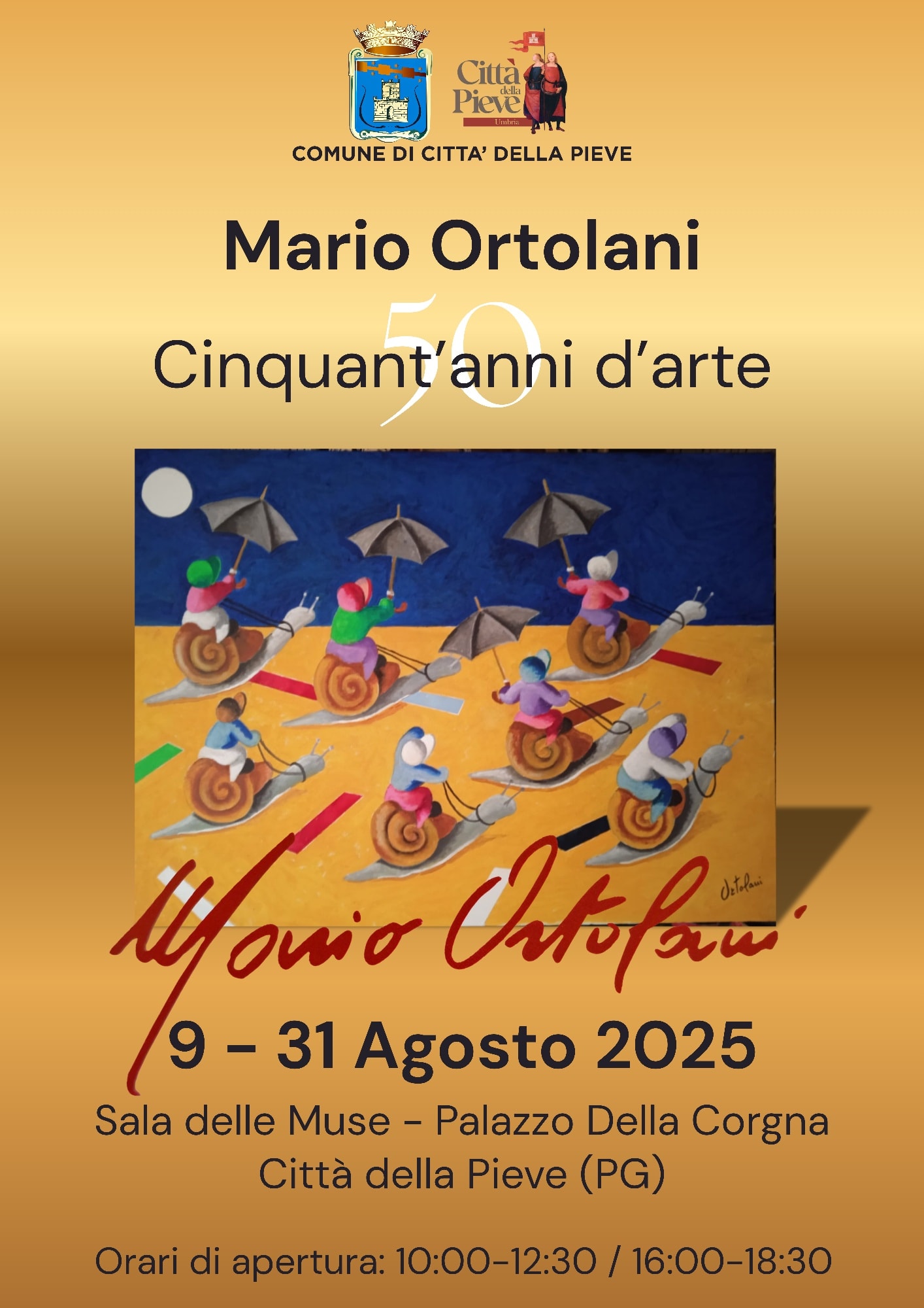 Città della Pieve celebra i 50 anni di arte di Mario Ortolani