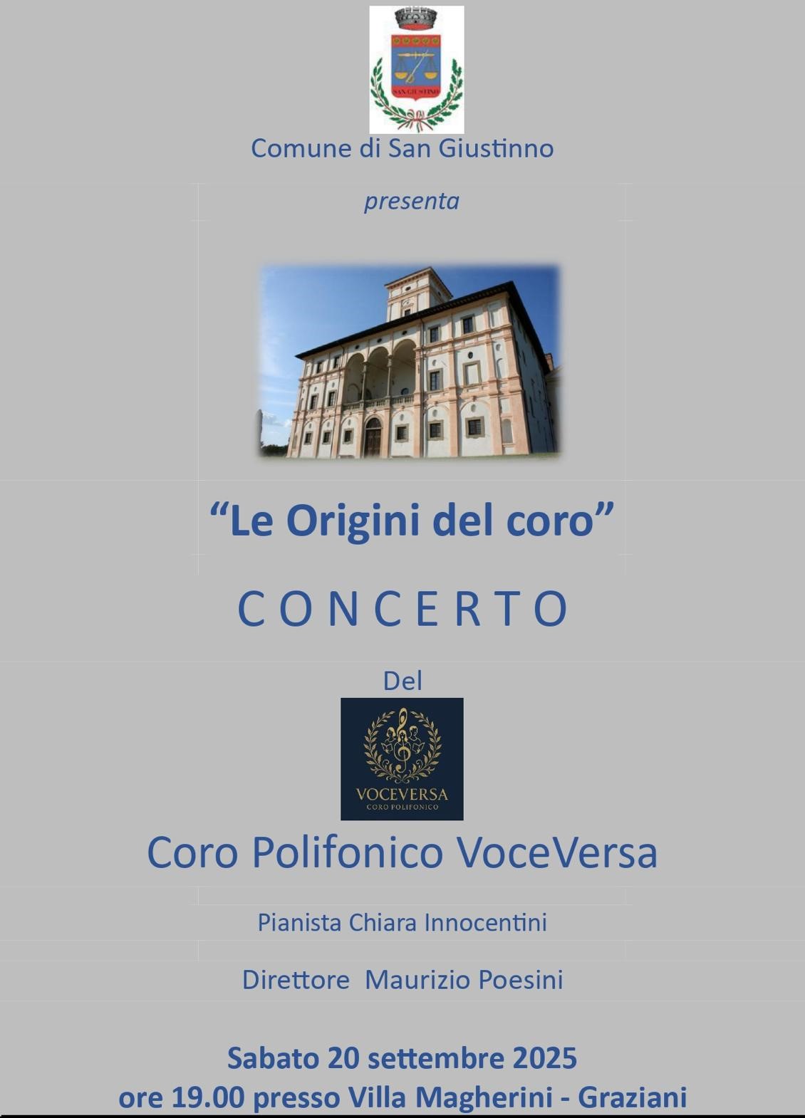 Locandina del concerto “Le Origini del Coro”