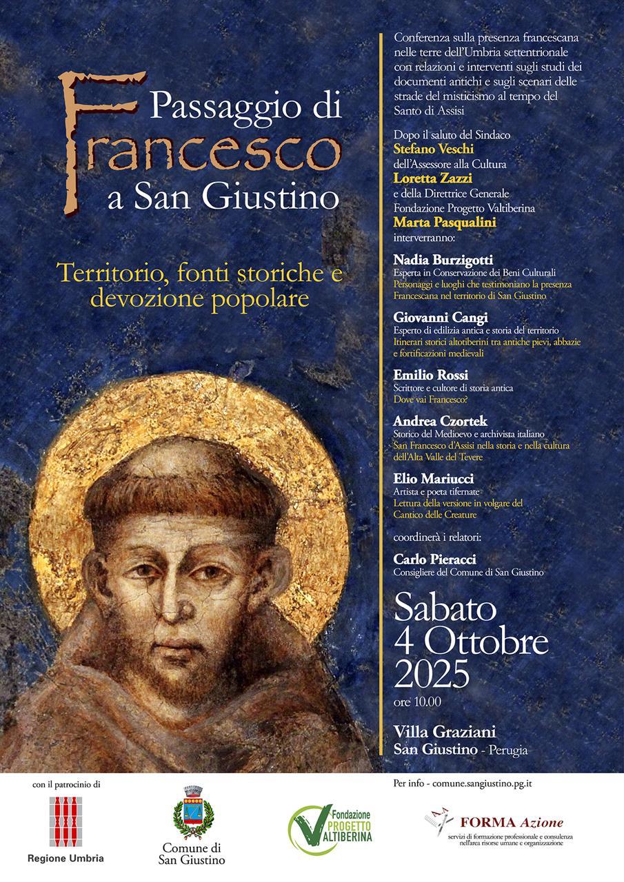 Locandina della conferenza sul Passaggio di Francesco a San Giustino