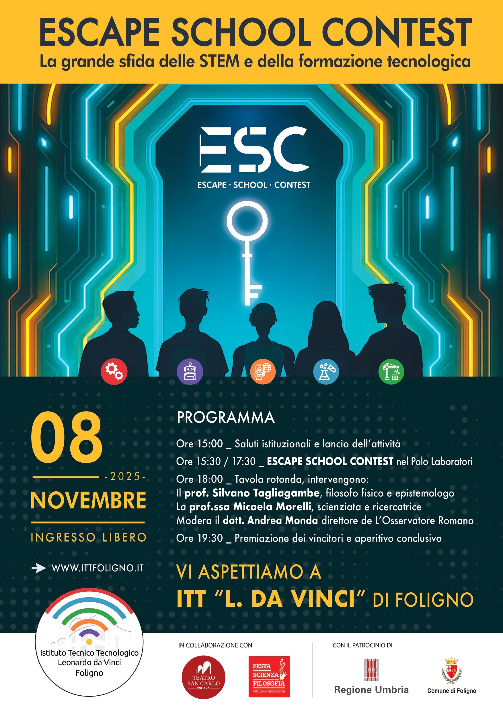 Foligno - Sabato 8 novembre 2025 l’evento ESCAPE SCHOOL CONTEST, la grande sfida delle STEM e della formazione tecnologica