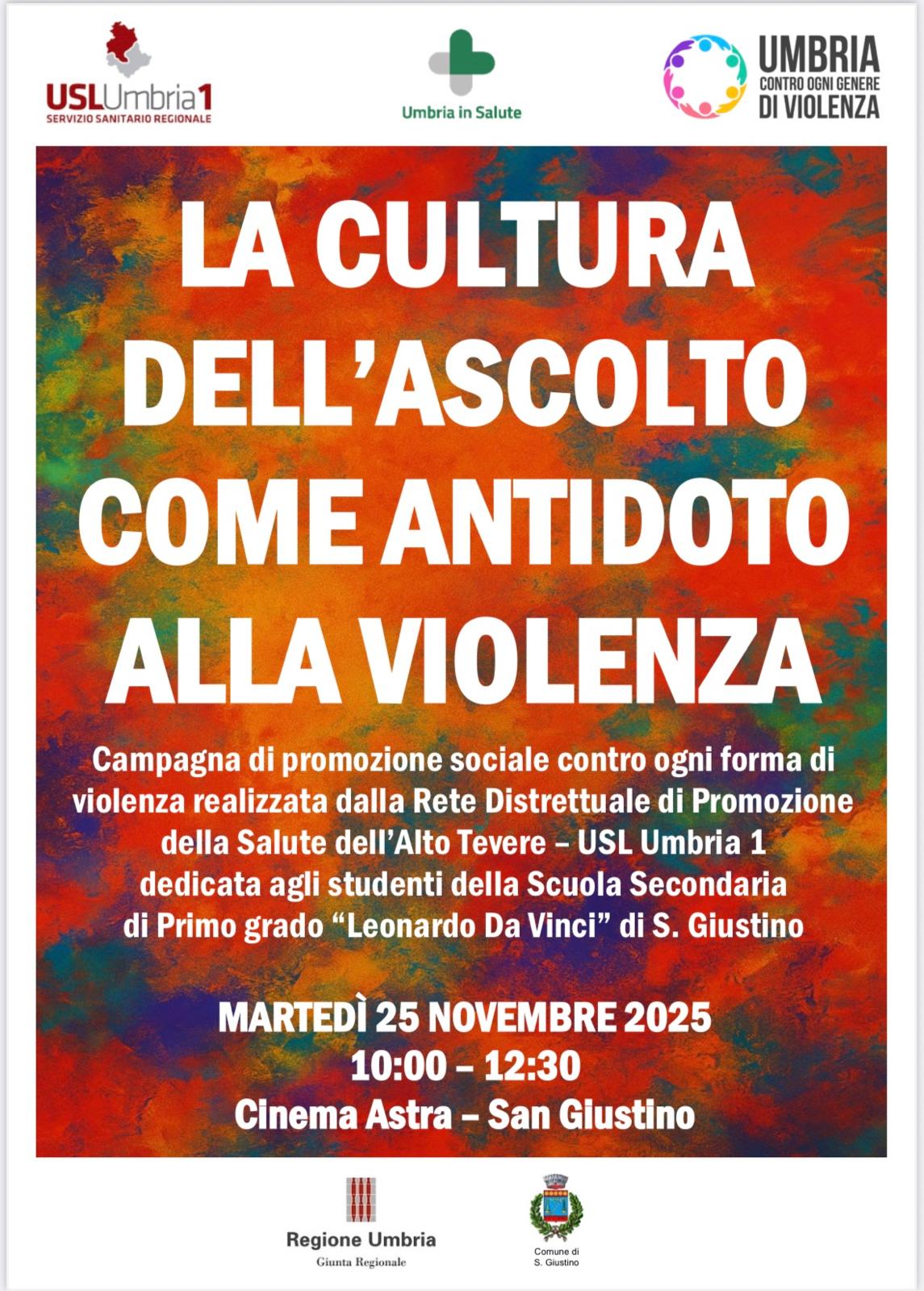 Locandina evento per la Giornata contro la violenza sulle donne