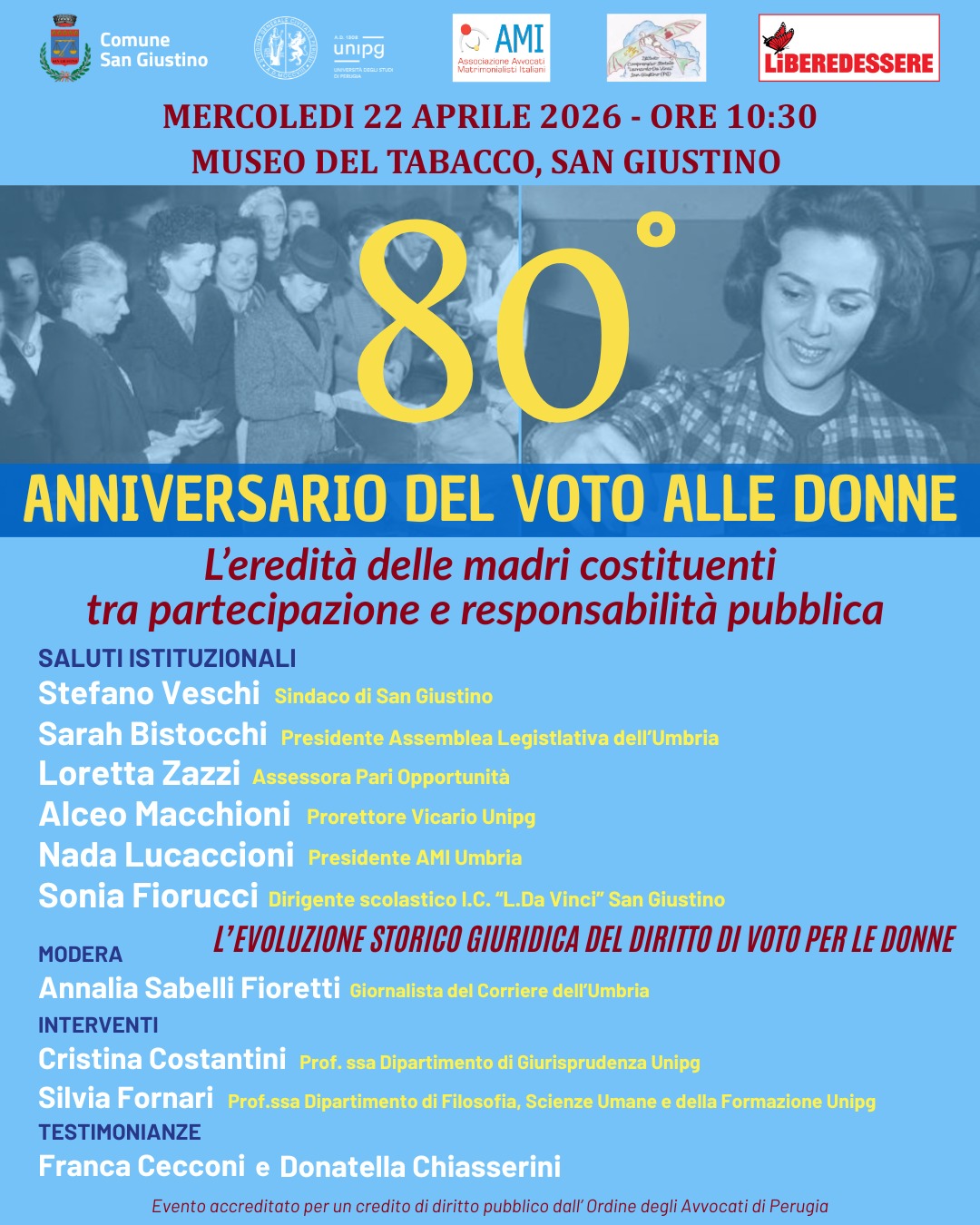 San Giustino &ndash; Al Museo del Tabacco l&rsquo;evento &ldquo;L&rsquo;eredit&agrave; delle madri costituenti&rdquo;