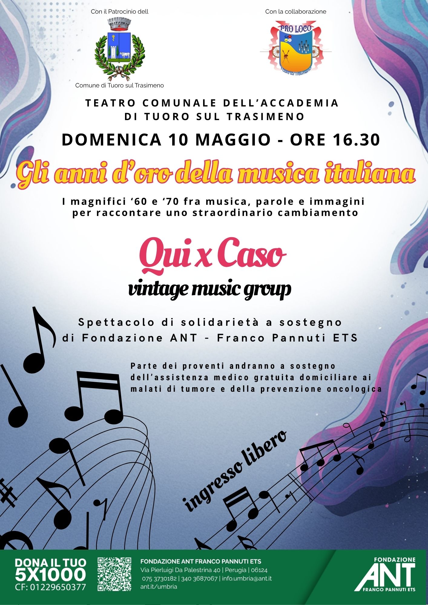 Locandina concerto solidale dei Qui X Caso