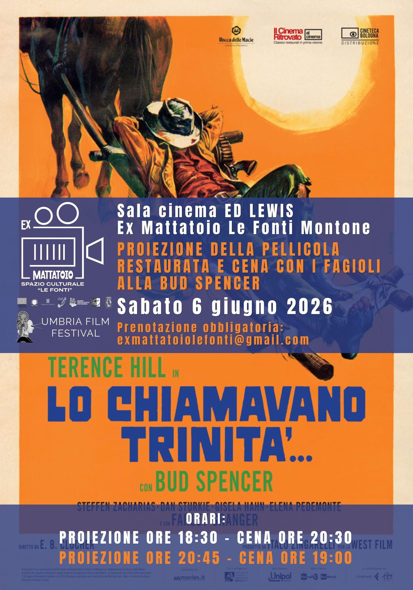 Eventi a Montone - Il 6 giugno arriva "Lo chiamavano Trinit&agrave;" all'Ex Mattatoio Le Fonti