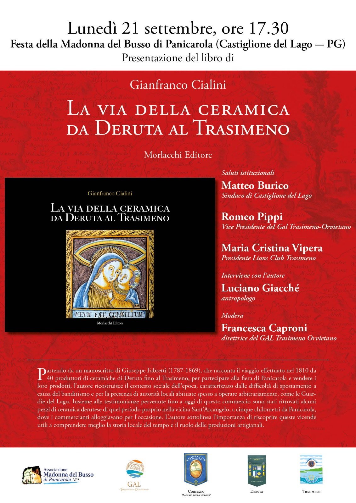 Libri &ndash; Luned&igrave; 21 presentazione di &ldquo;La via della ceramica da Deruta al Trasimeno&rdquo;