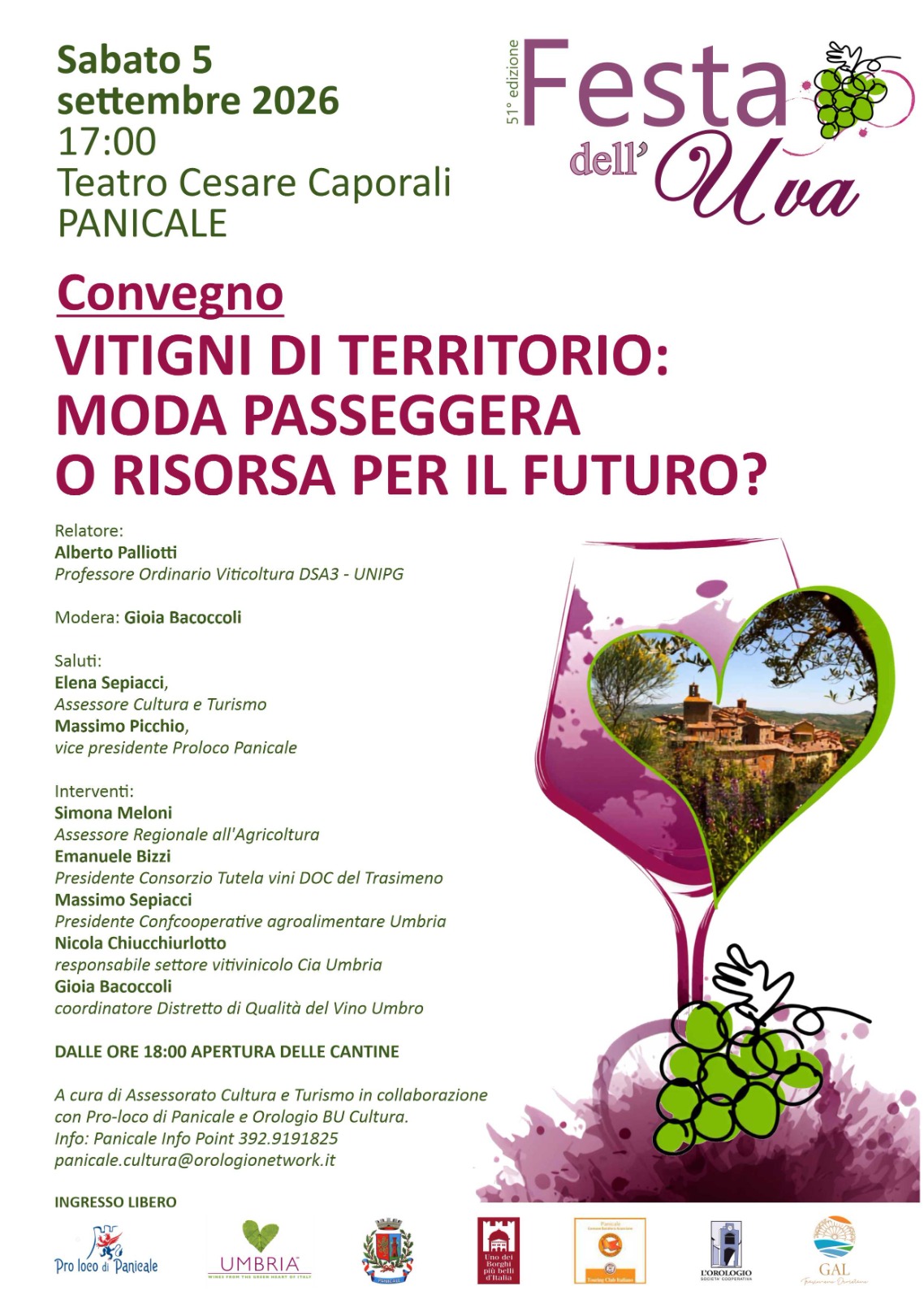 Panicale &ndash; Festa dell&rsquo;Uva, il 5 settembre convegno sui vitigni di territorio