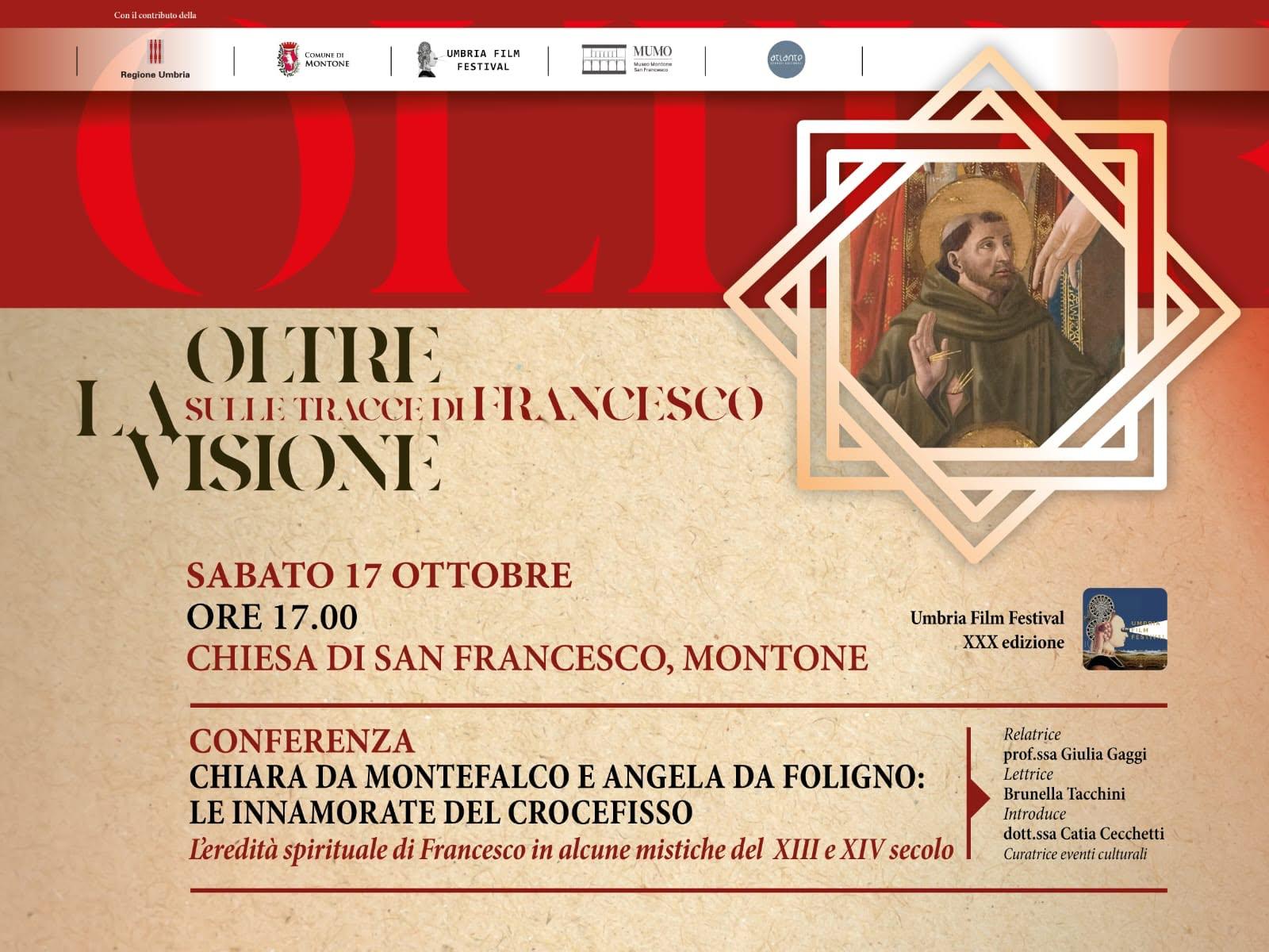Locandina dell'evento “Chiara da Montefalco e Angela da Foligno: le innamorate del Crocefisso”